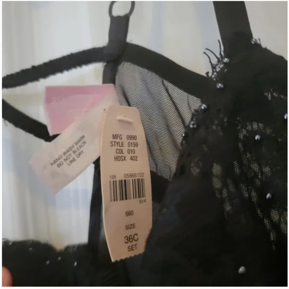 Victoria's Secret black sheer beaded lingerie bra teddy size medium/36C nwt - Picture 4 of 6